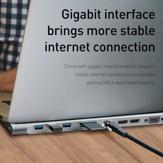 JMT-371082 Ten-Port HDMI & VGA Docking Station with Cooling Bracket and Gigabit Network Port