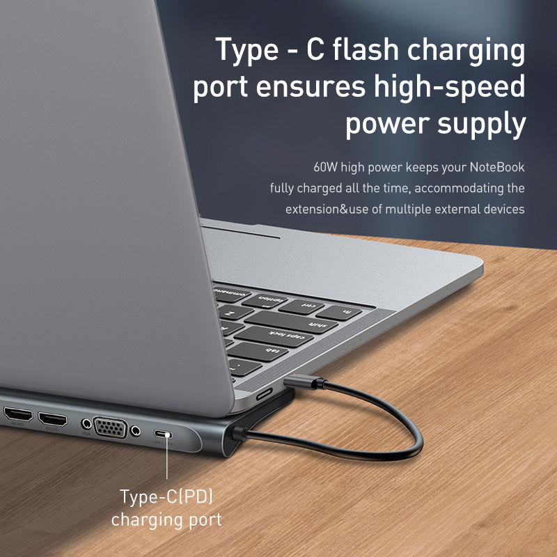 JMT-371082 Ten-Port HDMI & VGA Docking Station with Cooling Bracket and Gigabit Network Port