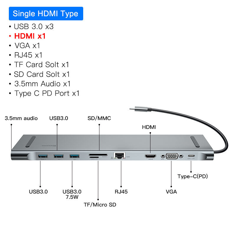 JMT-371082 Ten-Port HDMI & VGA Docking Station with Cooling Bracket and Gigabit Network Port