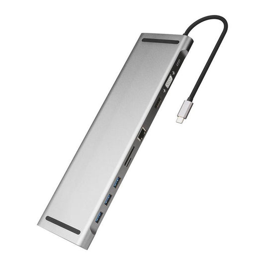 JMT-371082 Ten-Port HDMI & VGA Docking Station with Cooling Bracket and Gigabit Network Port