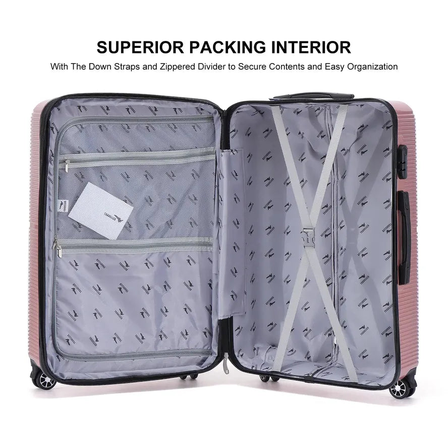 JMT-371466 Custom Pink ABS Hard Shell Suitcase Set for Travel