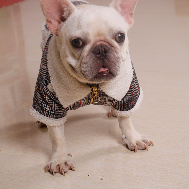 JMT-371530 Luxurious Velvet Plush Zipper Coat for Pets - Cozy Casual Jacket in Multiple Sizes (S-XXL)