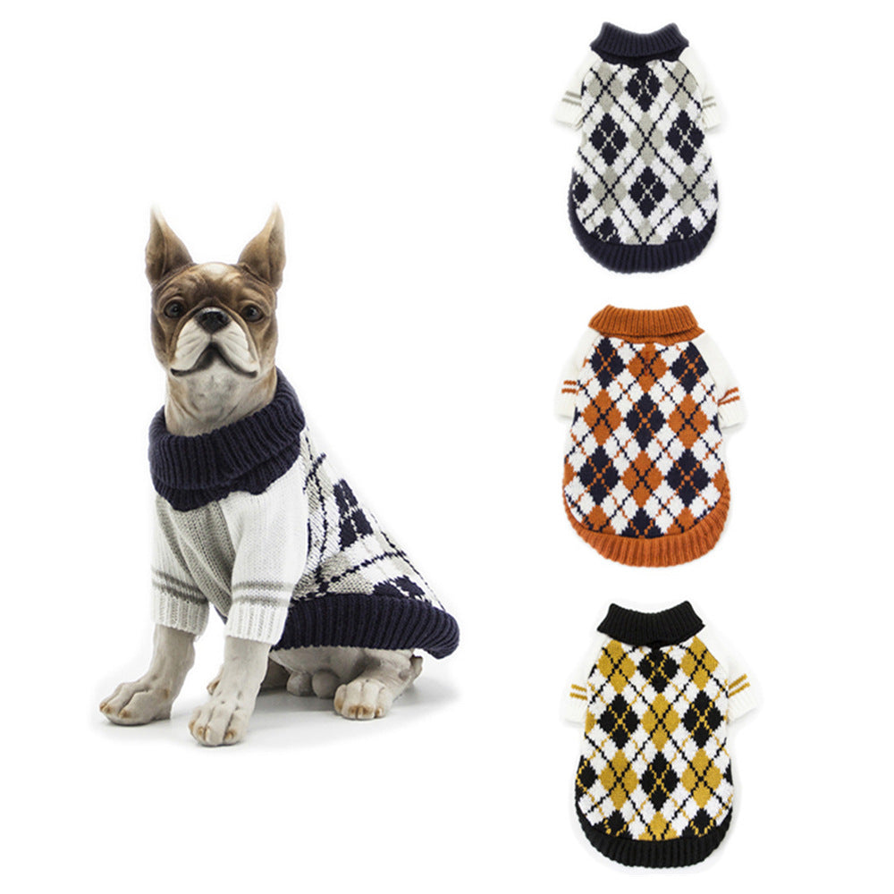 JMT-371658 Stylish Acrylic Sweater for Cats and Dogs in Navy Blue, Ginger Yellow, and Yellow - Available in XS to XL