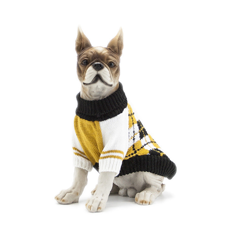 JMT-371658 Stylish Acrylic Sweater for Cats and Dogs in Navy Blue, Ginger Yellow, and Yellow - Available in XS to XL