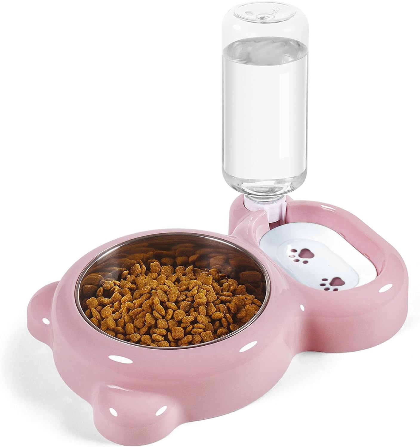 JMT-371722 Pet Food and Water Bowl Set with Automatic Water Dispenser and Stainless Steel Bowl for Cats and Small Dogs