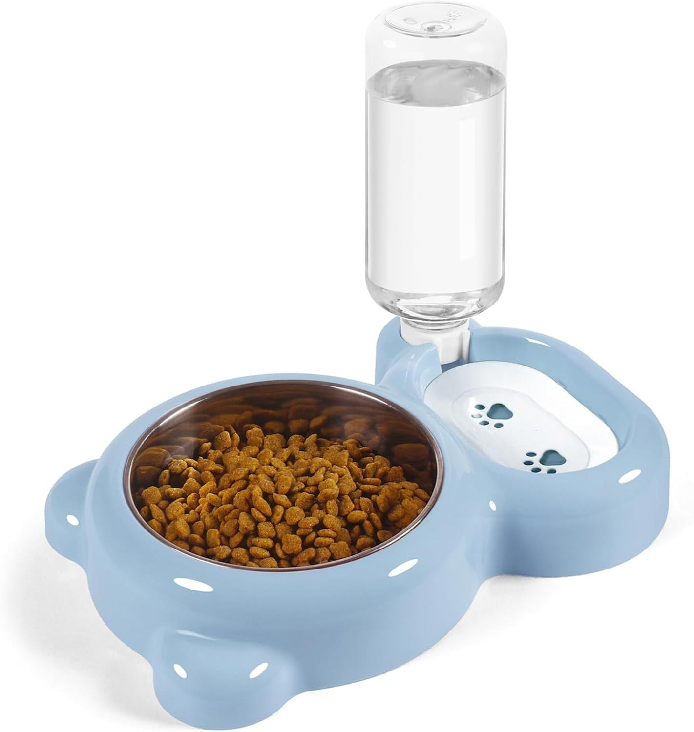 JMT-371722 Pet Food and Water Bowl Set with Automatic Water Dispenser and Stainless Steel Bowl for Cats and Small Dogs