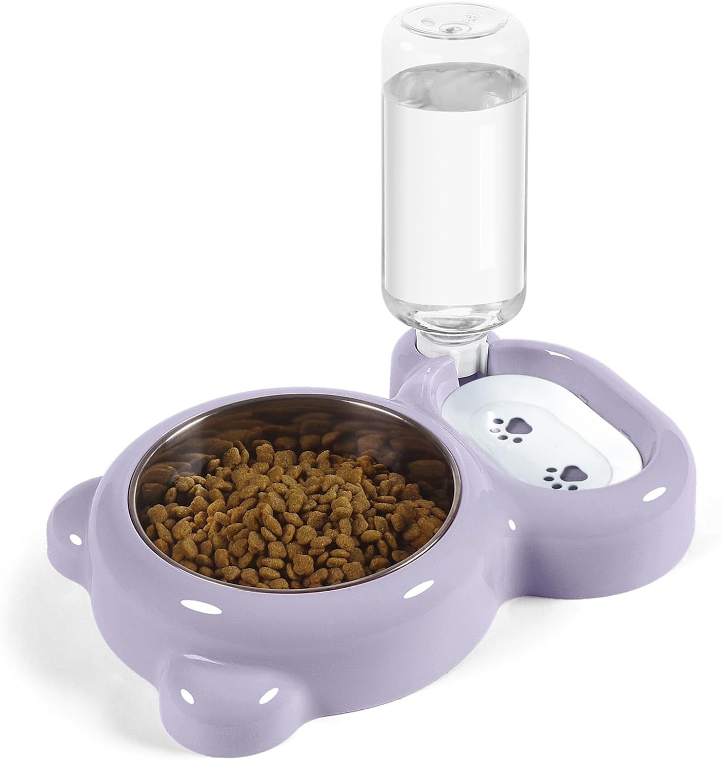 JMT-371722 Pet Food and Water Bowl Set with Automatic Water Dispenser and Stainless Steel Bowl for Cats and Small Dogs
