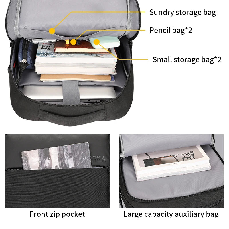 JMT-371914 Stylish Waterproof Polyester Laptop Backpack with USB Port for Men and Business Travel