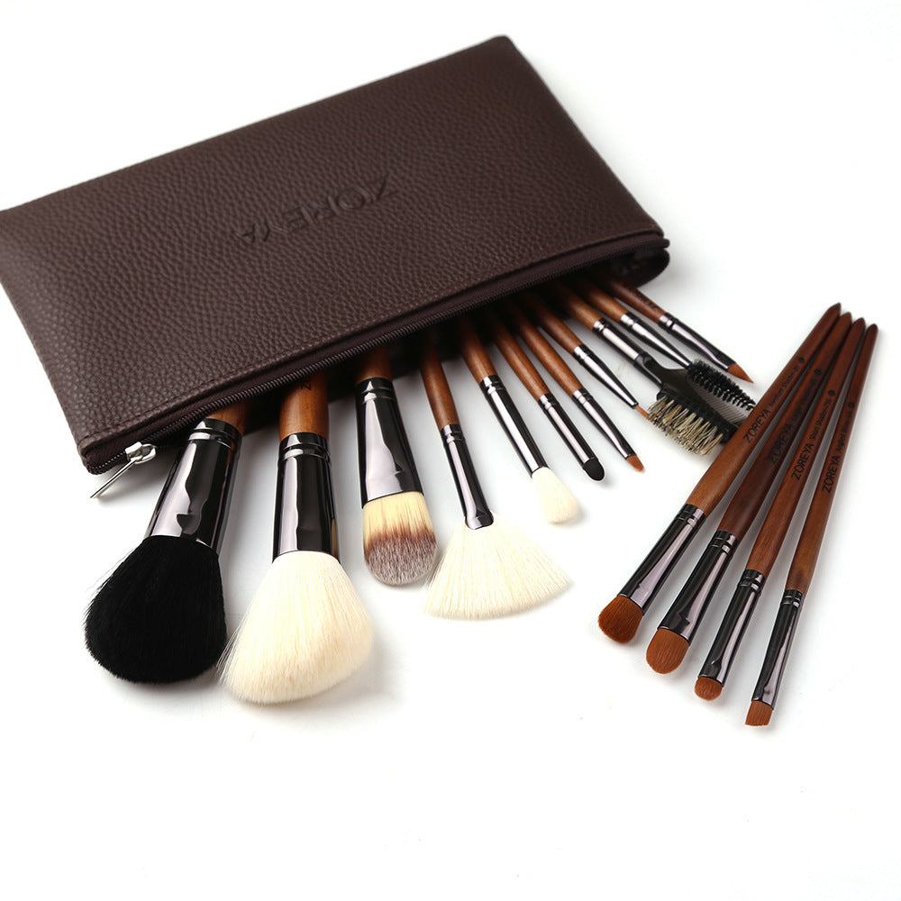 JMT-372170 Nylon Hair Makeup Brush Set with Wooden Handle - 16cm Length