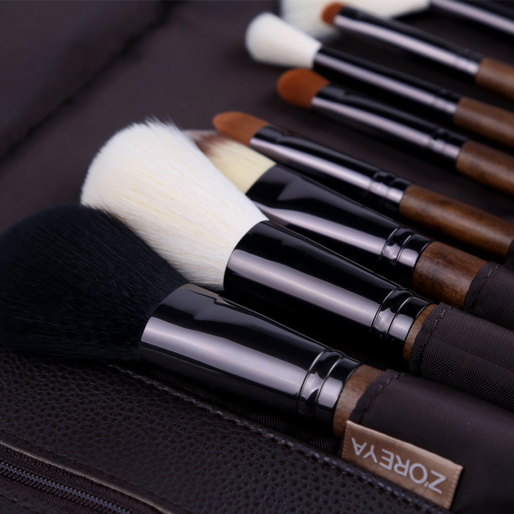 JMT-372170 Nylon Hair Makeup Brush Set with Wooden Handle - 16cm Length