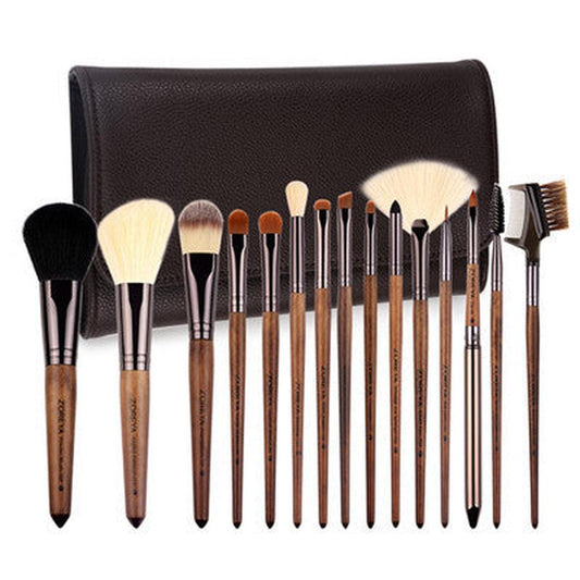 JMT-372170 Nylon Hair Makeup Brush Set with Wooden Handle - 16cm Length