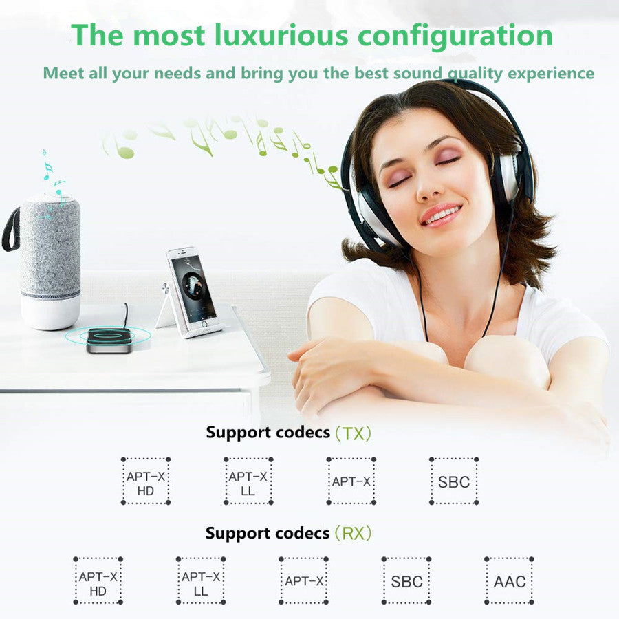 JMT-372554 Lossless Audio Bluetooth Headphone Adapter with Call Function and Power Display - Model B20mini