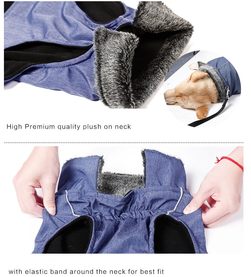 JMT-372810 Waterproof and Warm Casual Vest for Large Dogs - Available in Blue and Red, Sizes S to XXXL