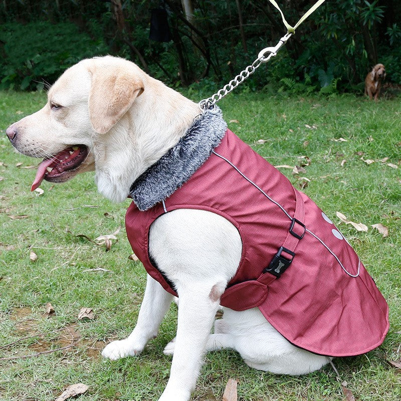 JMT-372810 Waterproof and Warm Casual Vest for Large Dogs - Available in Blue and Red, Sizes S to XXXL