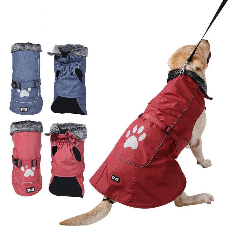 JMT-372810 Waterproof and Warm Casual Vest for Large Dogs - Available in Blue and Red, Sizes S to XXXL