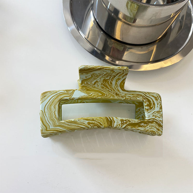 JMT-373578 Geometric Acrylic Hairpin with Retro Texture and Colorful Design for Stylish Ponytails