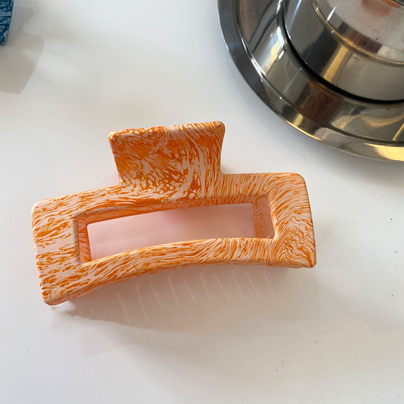 JMT-373578 Geometric Acrylic Hairpin with Retro Texture and Colorful Design for Stylish Ponytails