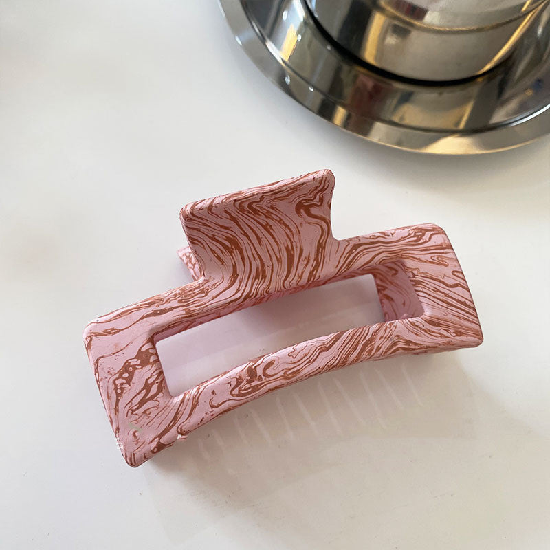 JMT-373578 Geometric Acrylic Hairpin with Retro Texture and Colorful Design for Stylish Ponytails