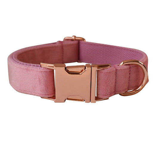 JMT-373706 Double Layer Microfiber Velvet Dog Collar and Leash Set with Bow and Flower Accessories, Multiple Sizes Available