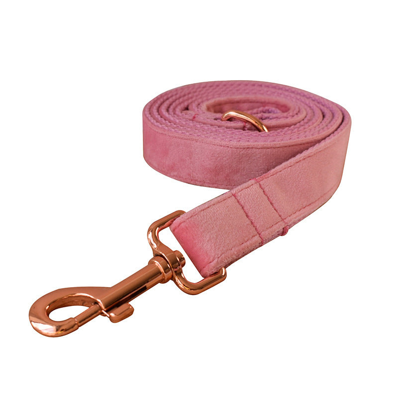 JMT-373706 Double Layer Microfiber Velvet Dog Collar and Leash Set with Bow and Flower Accessories, Multiple Sizes Available