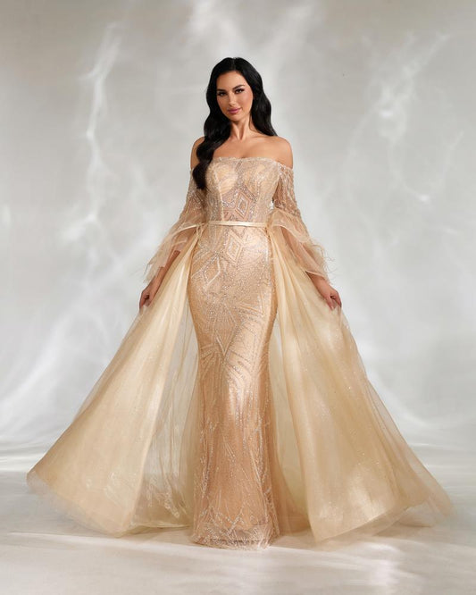JMT-374282 Glamorous Golden Evening Dress for Women, SH0138