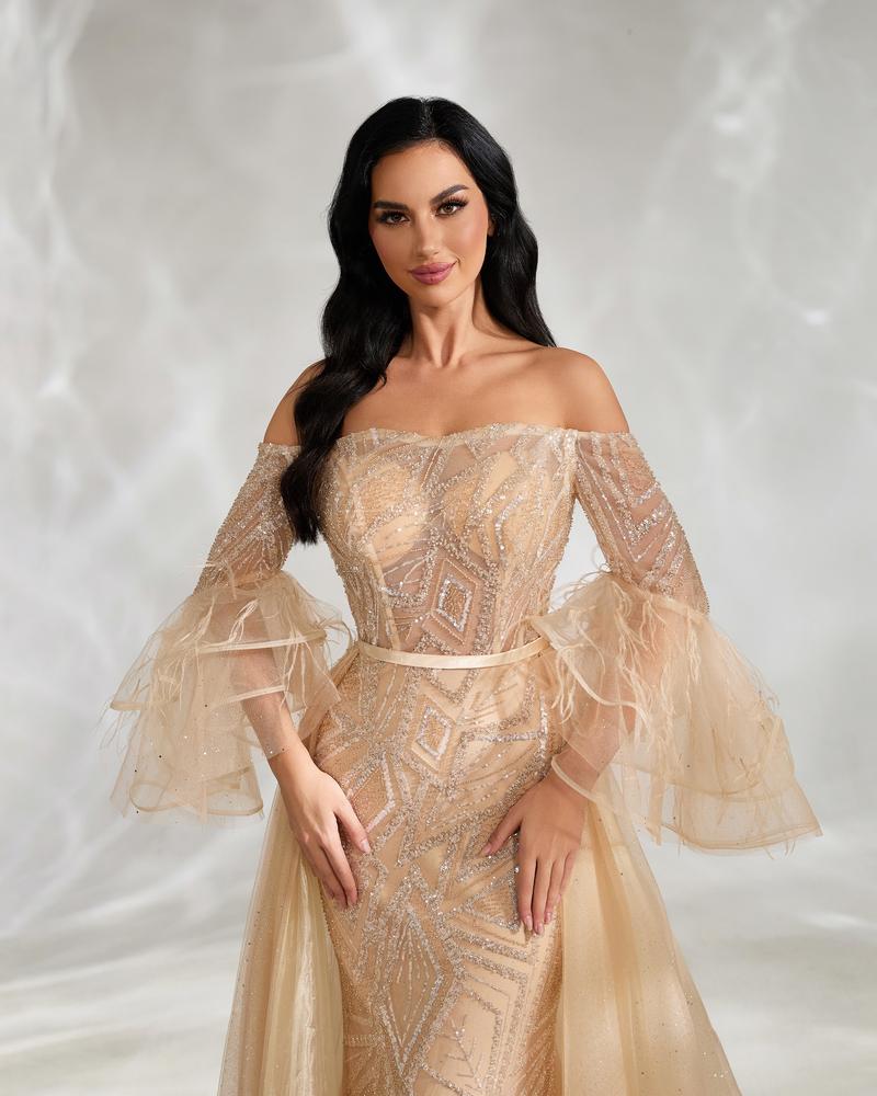 JMT-374282 Glamorous Golden Evening Dress for Women, SH0138