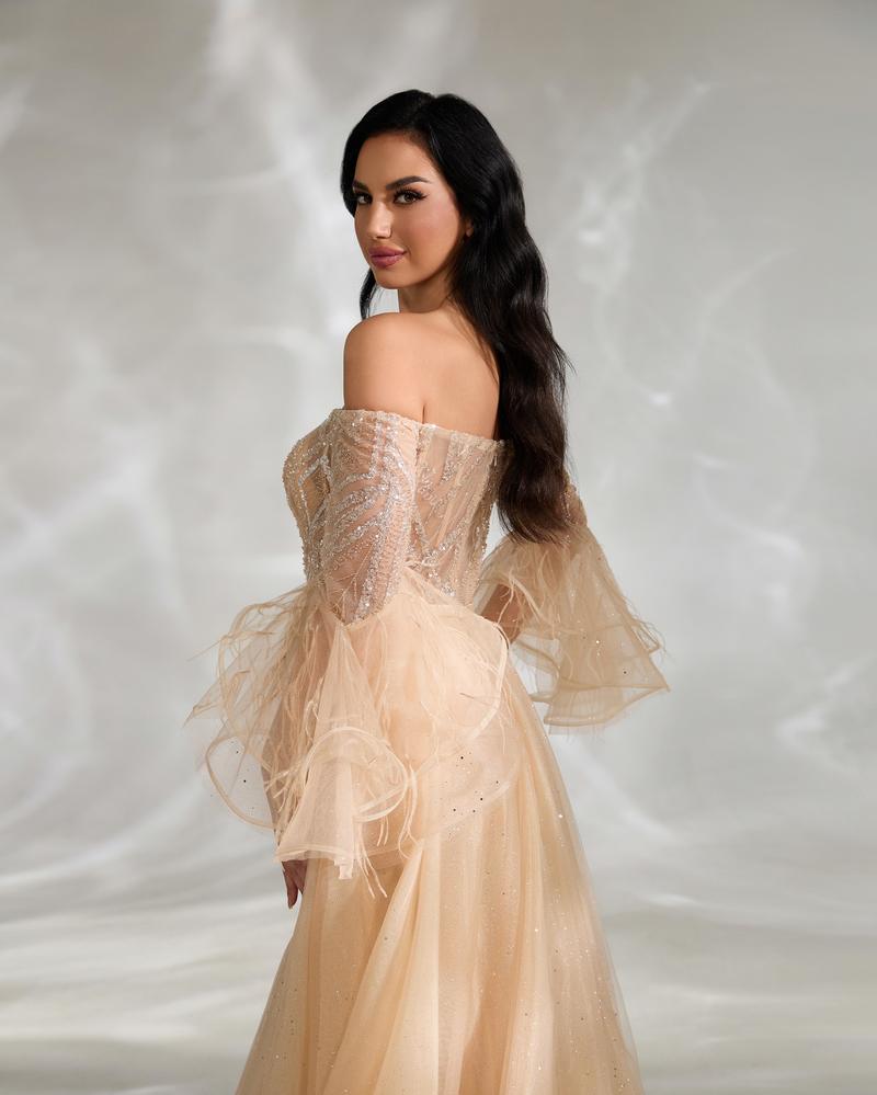 JMT-374282 Glamorous Golden Evening Dress for Women, SH0138