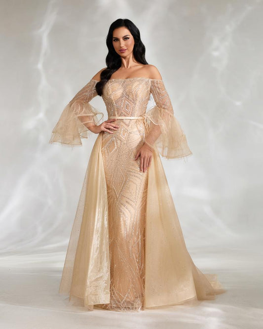 JMT-374282 Glamorous Golden Evening Dress for Women, SH0138