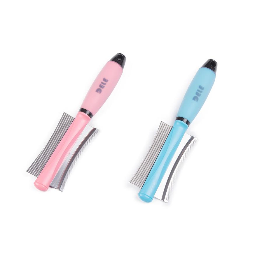 JMT-374282 Pet Comb for Dogs and Cats - Silicone Knot Removal Brush in Blue and Pink