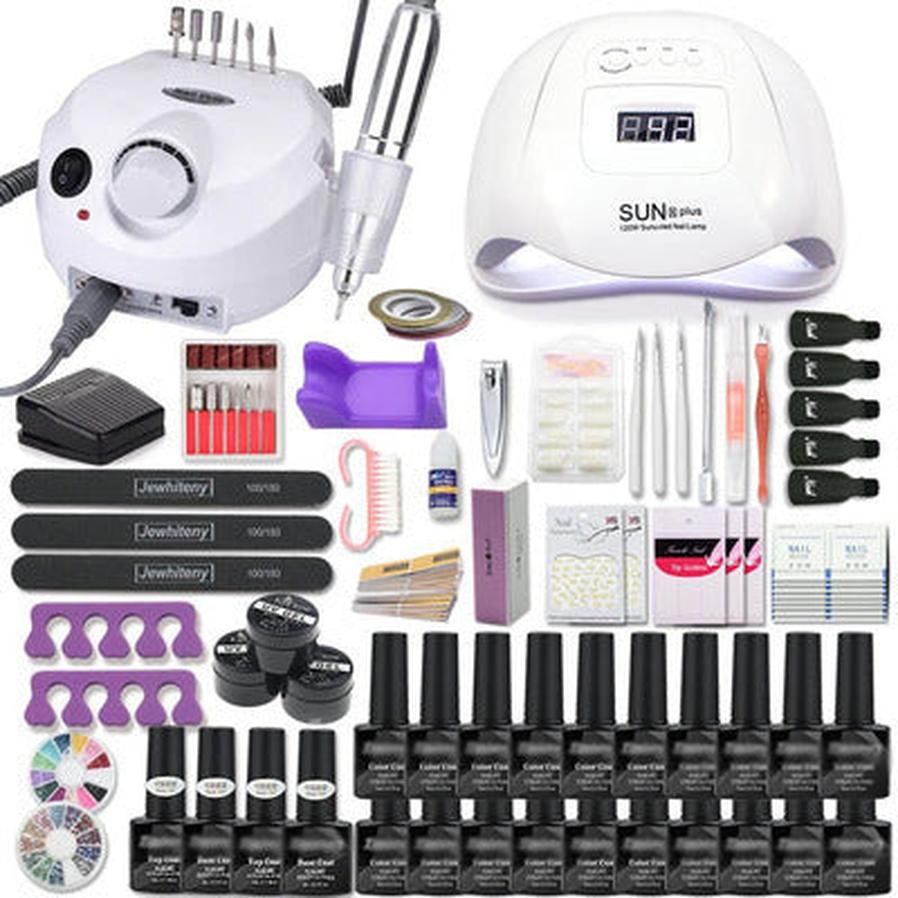 JMT-374346 Nail Art Tool Set with Nail Polish and Glue Phototherapy Lamp - 7ML Nail Trimming Tools