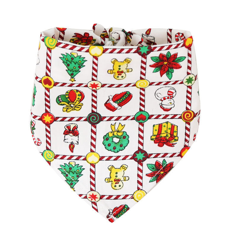 JMT-374666 Christmas Cotton Printed Triangle Scarf for Pets - Various Designs Available