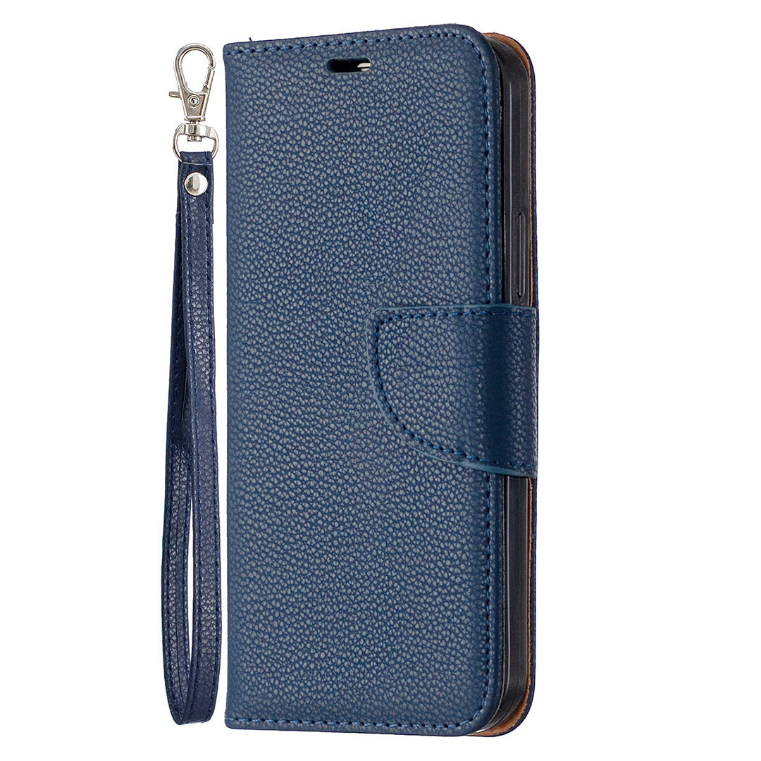 JMT-374730 Lychee Pattern Flip Leather Wallet Case with Lanyard for iPhone Models