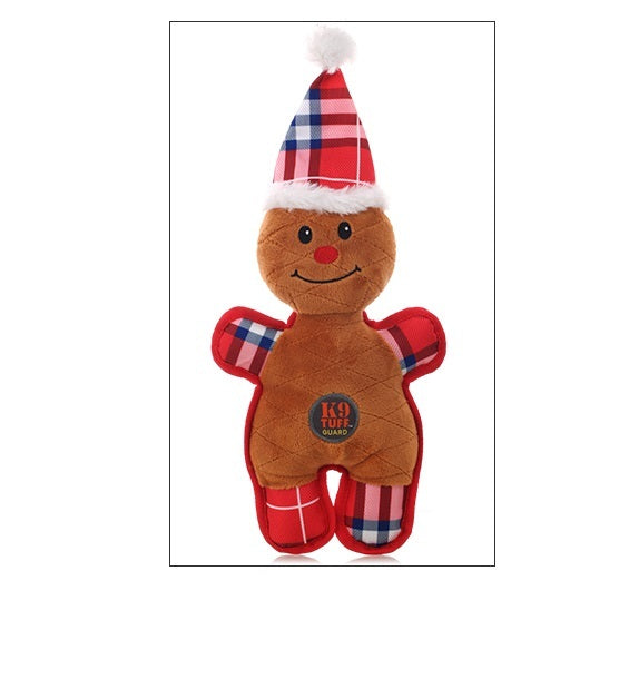 JMT-375178 Interactive Plush Christmas Pet Toy – Bite-Resistant Molar Sounding Toys for Dogs, Features Gingerbread Man and Reindeer Designs, 14 Inches