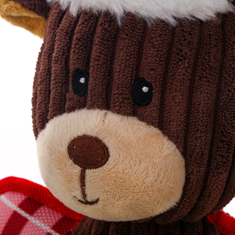 JMT-375178 Interactive Plush Christmas Pet Toy – Bite-Resistant Molar Sounding Toys for Dogs, Features Gingerbread Man and Reindeer Designs, 14 Inches