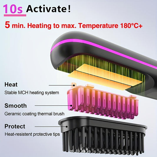 JMT-375178 USB Wireless Electric Hair Straightening Comb for Straightening and Curling with Gentle Styling Technology