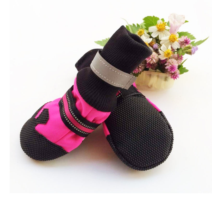 JMT-375818 Waterproof Lightweight Dog Boots for Large and Medium Dogs - Non-Slip Rubber Sole, Reflective Velcro Straps, Hand Washable
