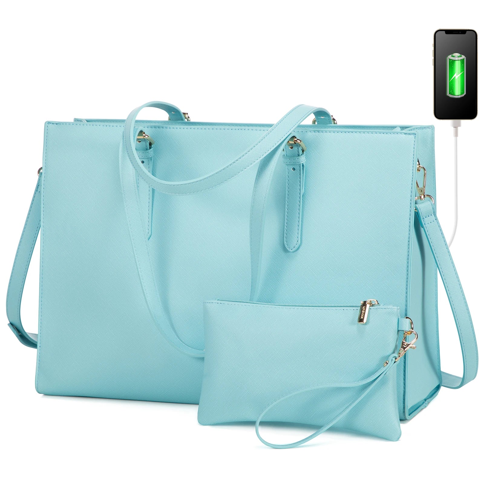 JMT-376074 Business Briefcase & Computer Purse Set for Women - Stylish Laptop Tote and Shoulder Bag for Office and School