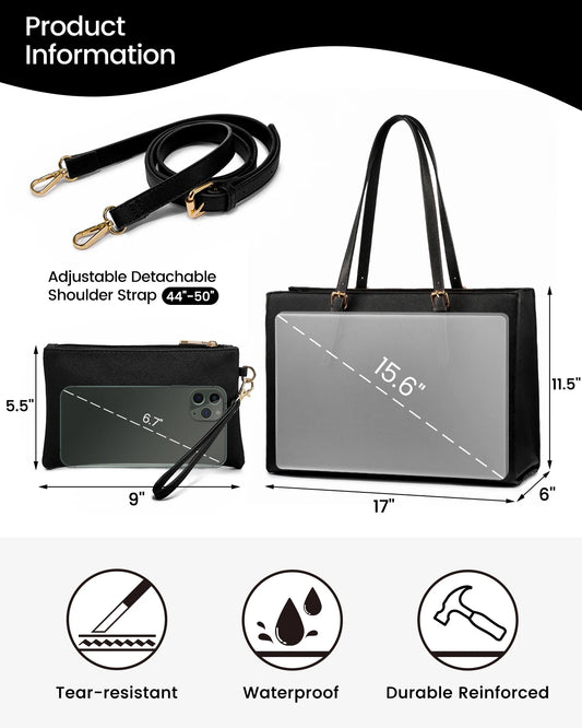 JMT-376074 Business Briefcase & Computer Purse Set for Women - Stylish Laptop Tote and Shoulder Bag for Office and School
