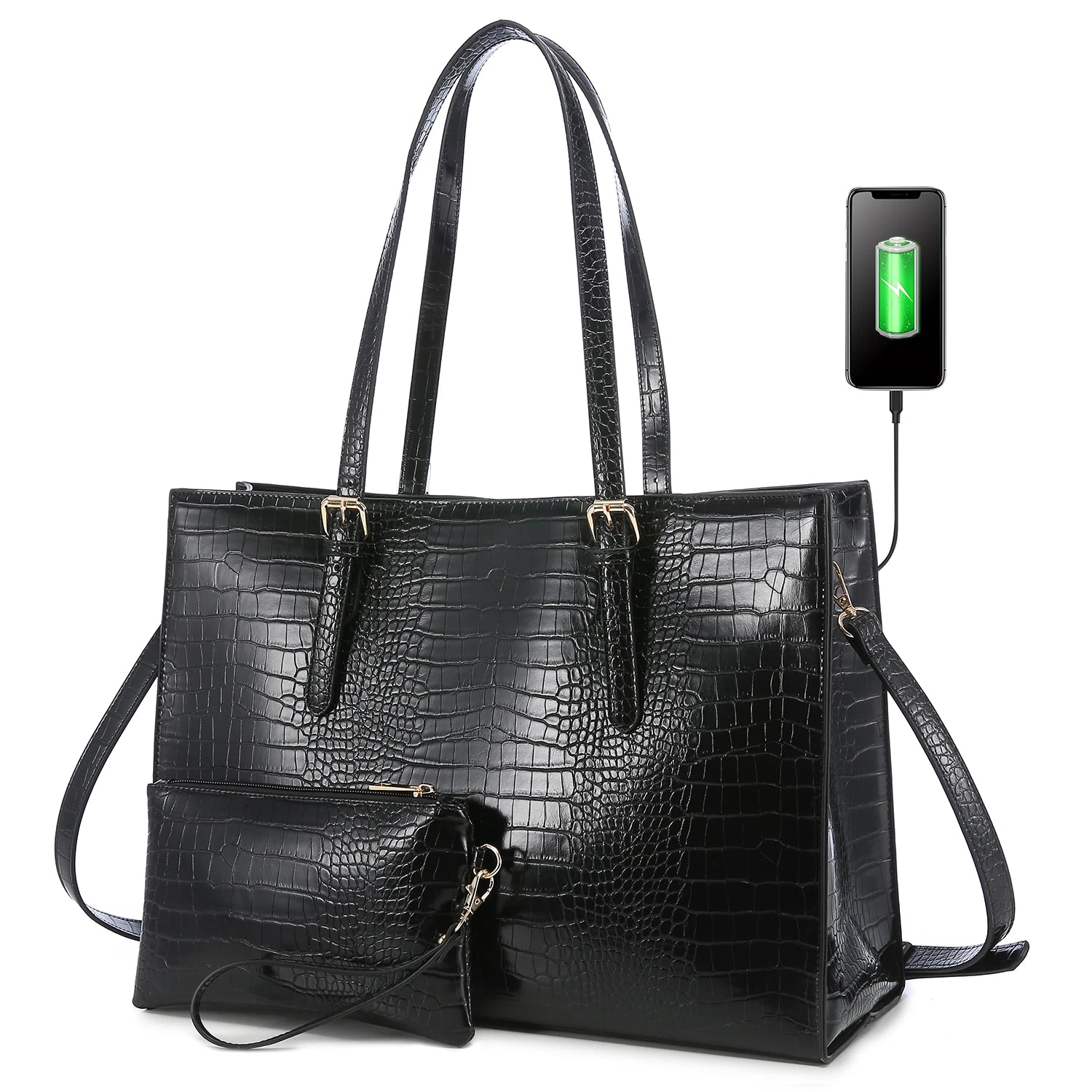 JMT-376074 Business Briefcase & Computer Purse Set for Women - Stylish Laptop Tote and Shoulder Bag for Office and School