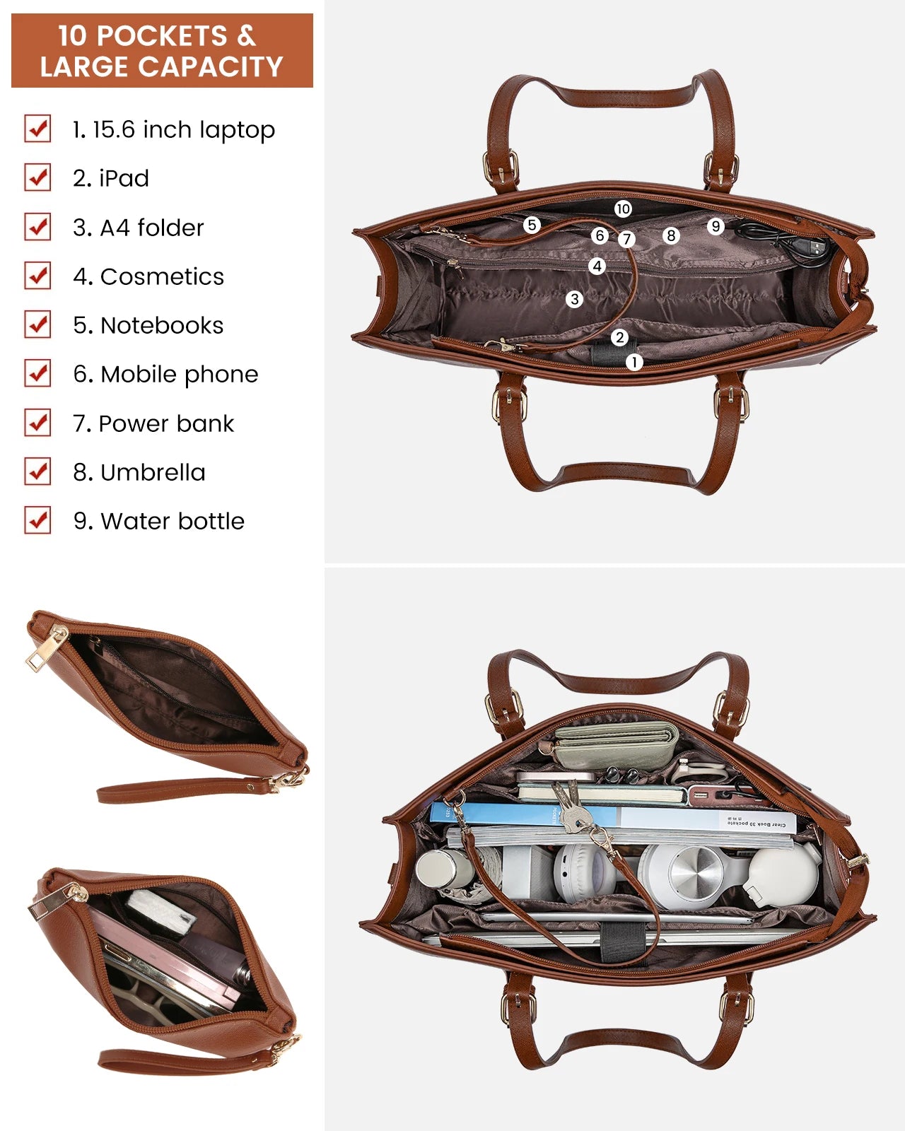 JMT-376074 Business Briefcase & Computer Purse Set for Women - Stylish Laptop Tote and Shoulder Bag for Office and School