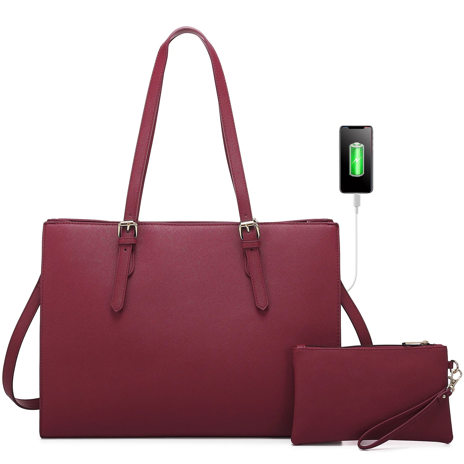 JMT-376074 Business Briefcase & Computer Purse Set for Women - Stylish Laptop Tote and Shoulder Bag for Office and School