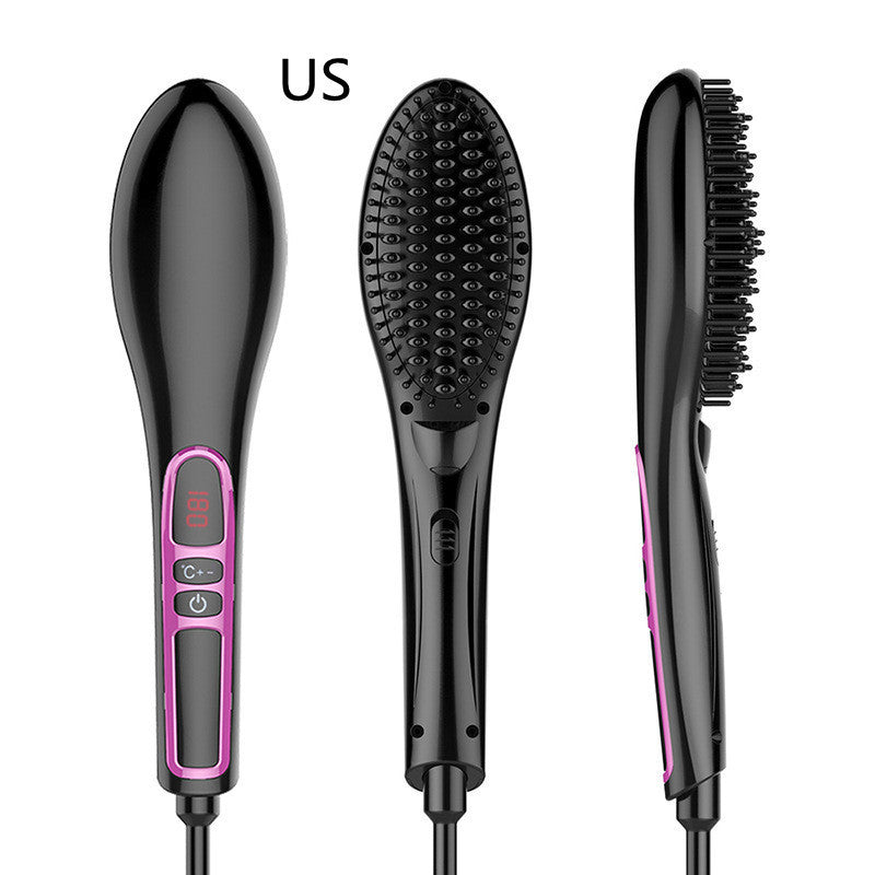 JMT-376330 Tourmaline Ceramic LCD Anti-Scalding Electric Hair Straightener Comb - A5626 Model, Black