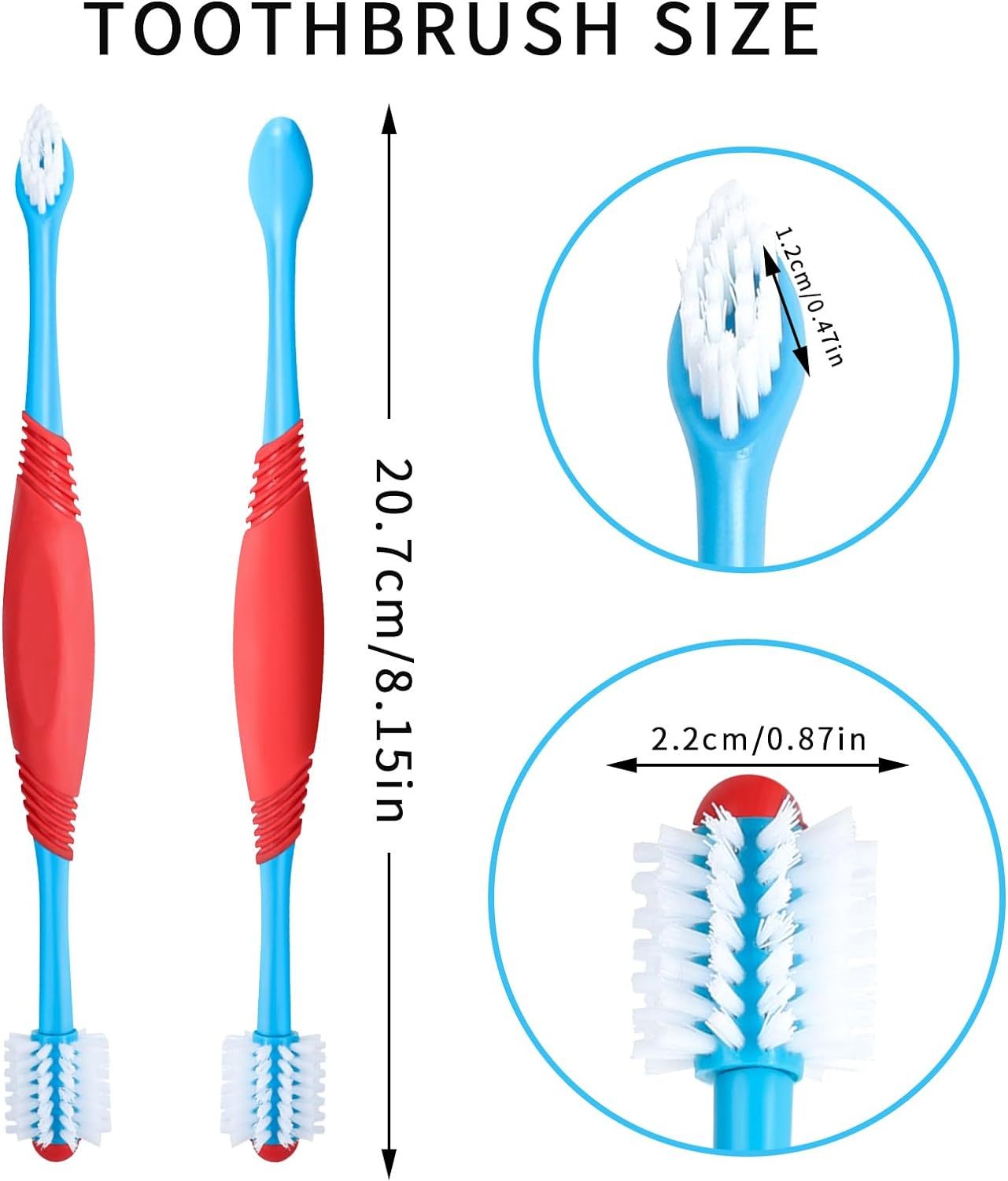 JMT-376586 360-Degree Dual-Head Dog and Cat Toothbrush with Anti-Slip Handle for Effective Dental Care