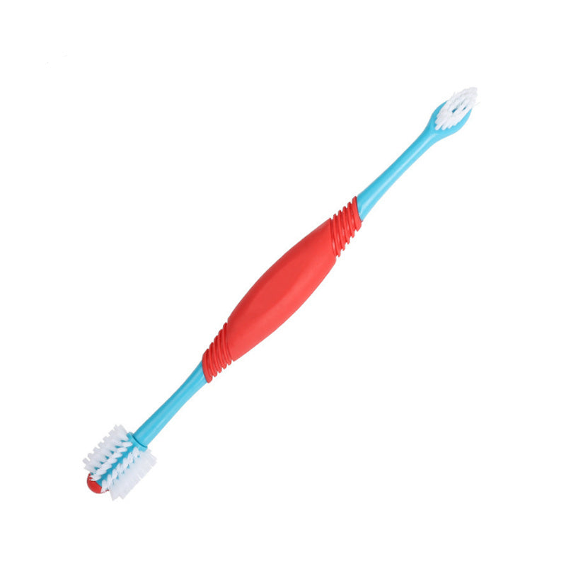 JMT-376586 360-Degree Dual-Head Dog and Cat Toothbrush with Anti-Slip Handle for Effective Dental Care