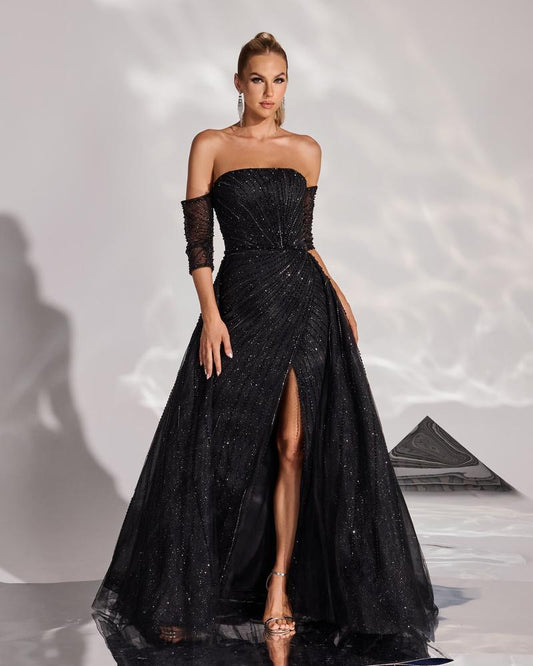 JMT-376586 Elegant Black Evening Dress for Women - Perfect for Formal Occasions