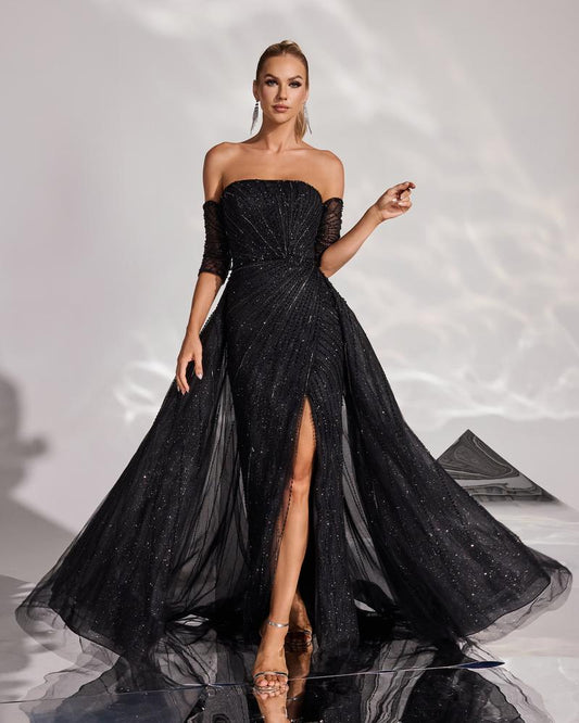 JMT-376586 Elegant Black Evening Dress for Women - Perfect for Formal Occasions