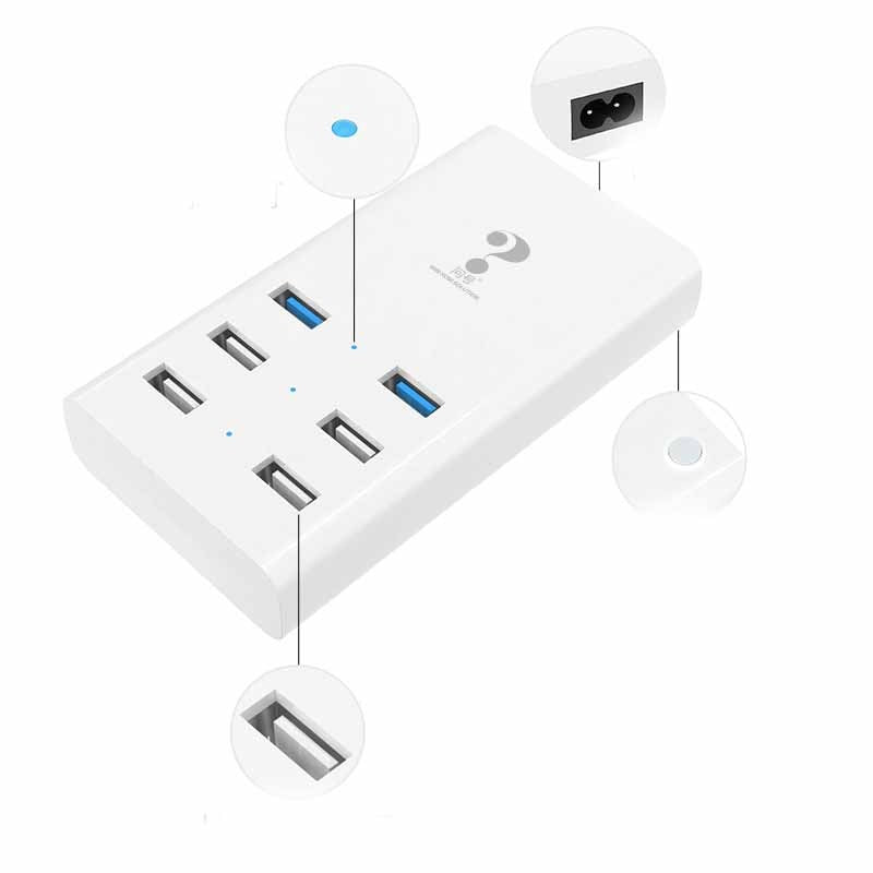 JMT-377034 Smart Multi-Port USB Charger with 1.5m Cable and Indicator Function - 36W Output