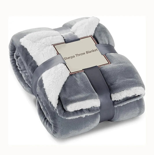 JMT-377418 Plush Sherpa Fleece Winter Throw Blanket – Ultra-Soft Microfiber Flannel Bed Blanket