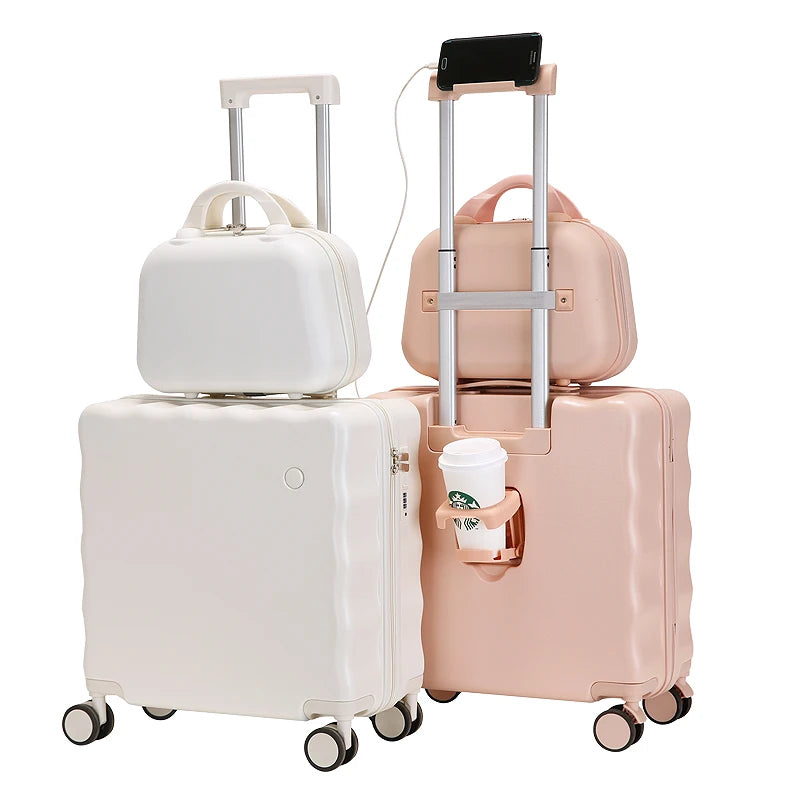 JMT-377546 Unisex 18" ABS Trolley Luggage with Spinner Wheels for Summer Travel - Custom Small Suitcase for Kids and Girls