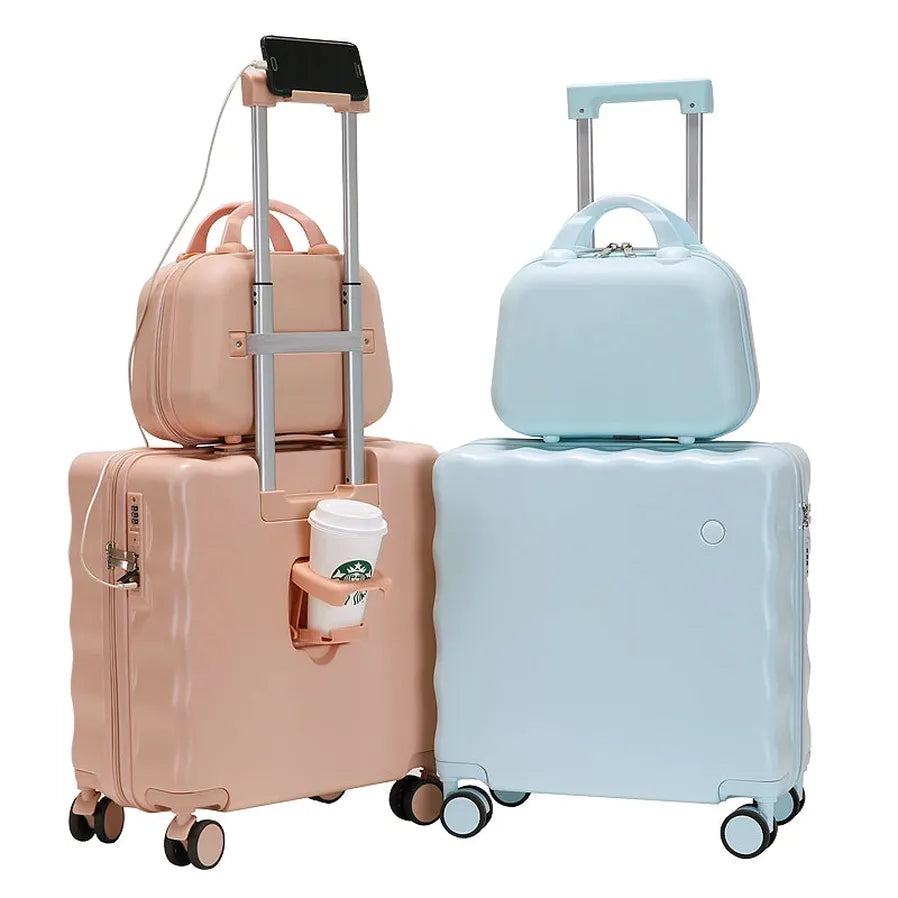 JMT-377546 Unisex 18" ABS Trolley Luggage with Spinner Wheels for Summer Travel - Custom Small Suitcase for Kids and Girls